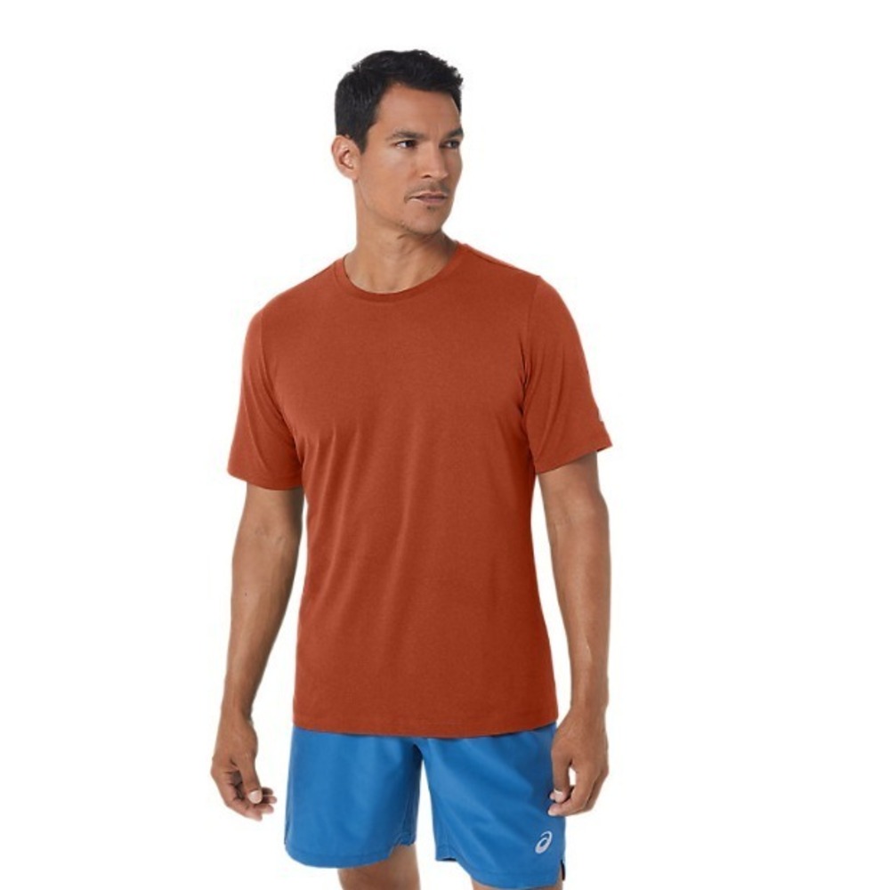 ASICS® (Men's 3XL) Short Sleeved Heather Tech Top T-Shirt in Spice Latte